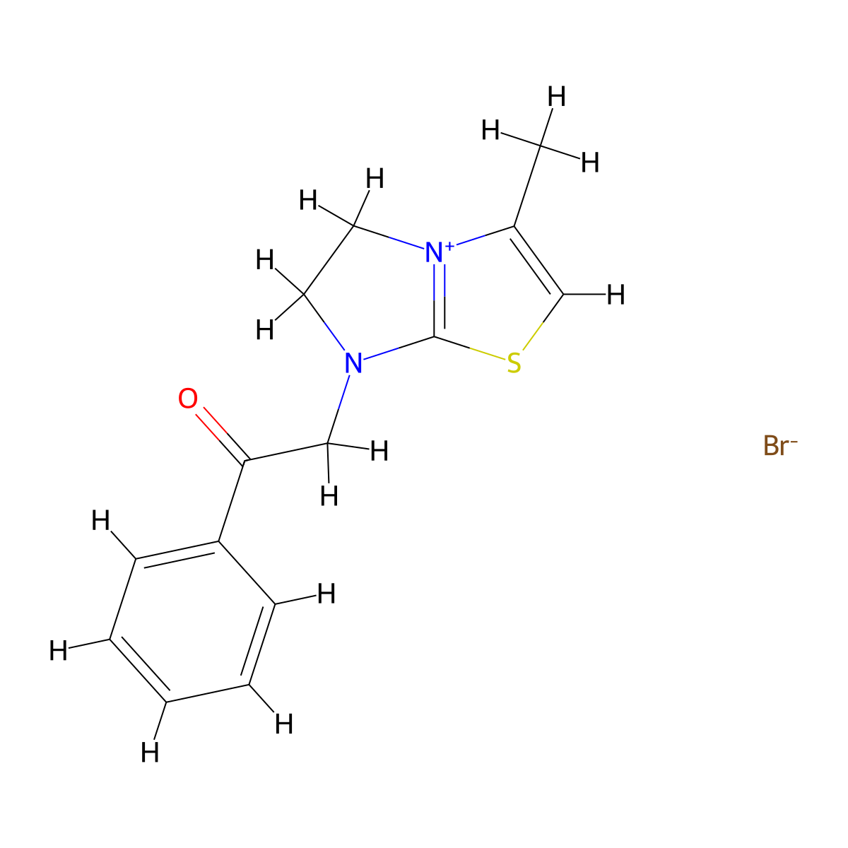 3-Methyl-7-(2-oxo-2-phenylethyl)-5,6-dihydroimidazo[2,1-b][1,3]thiazol-7-ium bromide molecular structure, CAS 139313-11-4