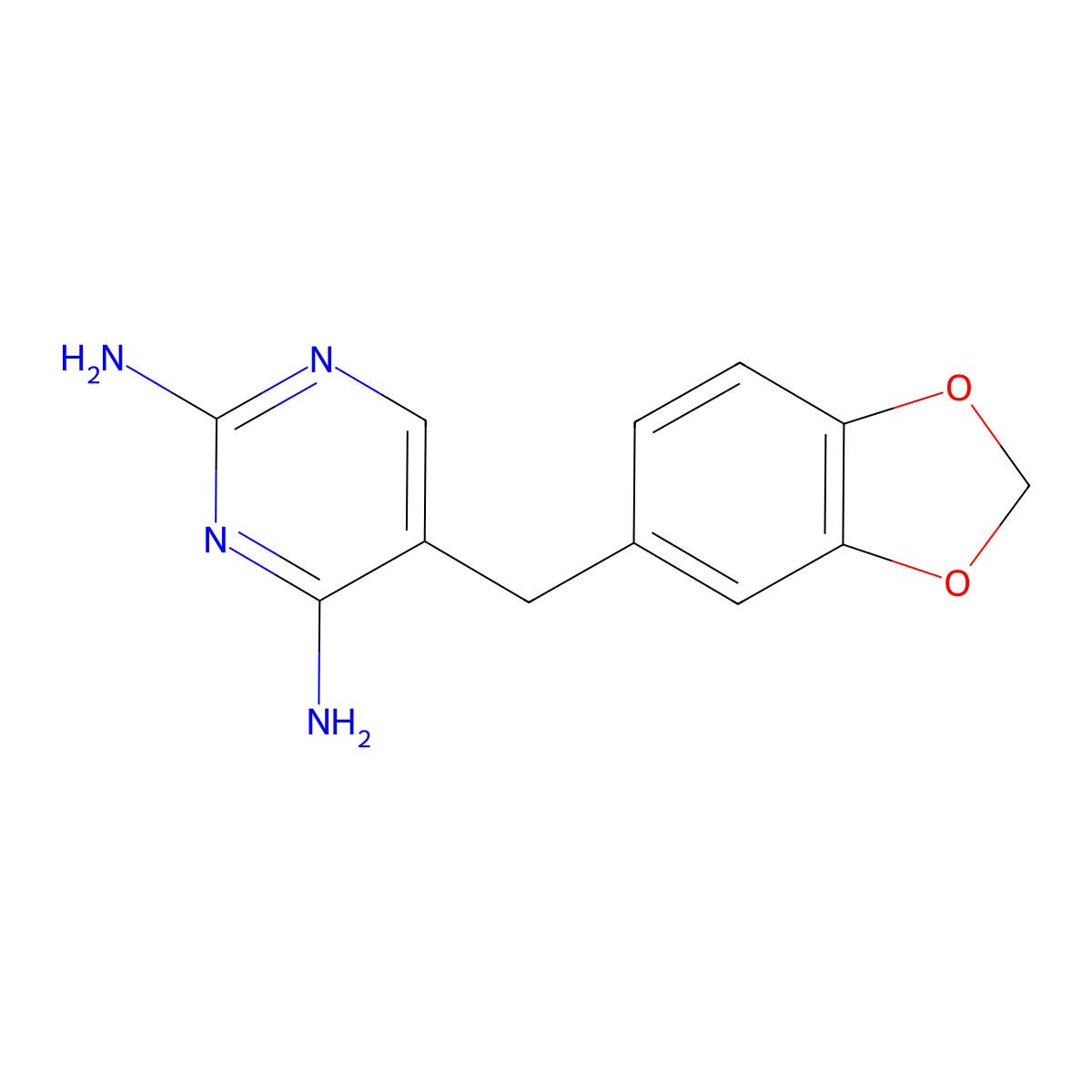 2,4-Diamino-5-piperonylpyrimidine molecular structure, CAS 13932-40-6