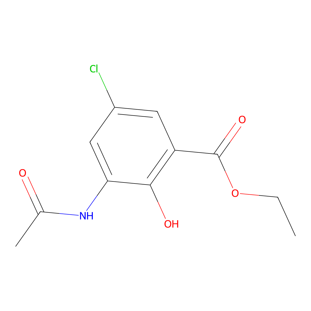 Ethyl 3-acetamido-5-chloro-2-hydroxybenzoate molecular structure, CAS 139329-90-1