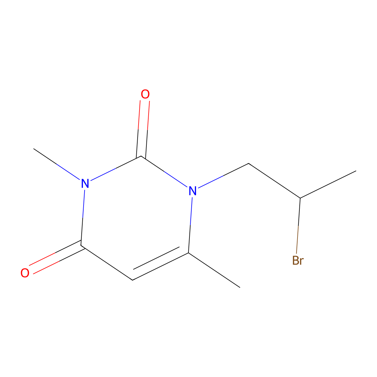 1-(2-bromopropyl)-3,6-dimethyl-2,4(1H,3H)-pyrimidinedione molecular structure, CAS 139333-90-7