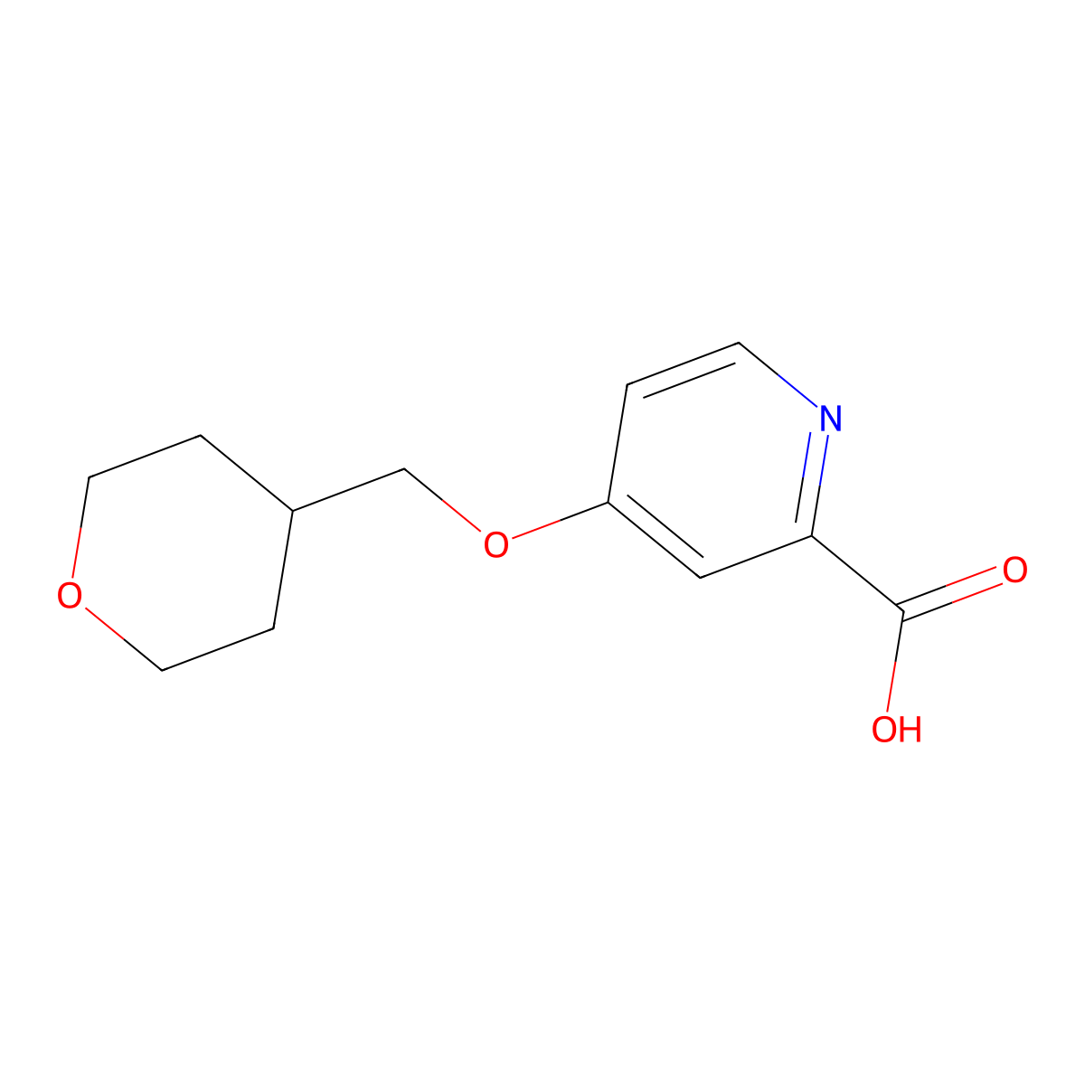 4-(Oxan-4-ylmethoxy)pyridine-2-carboxylic acid molecular structure, CAS 1393330-43-2