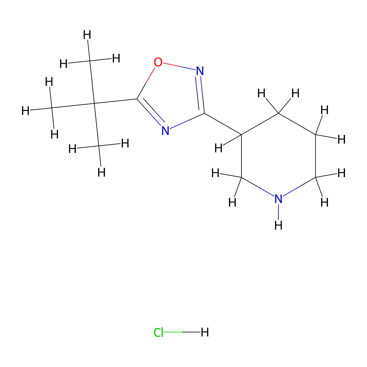3-(5-tert-Butyl-1,2,4-oxadiazol-3-yl)piperidine hydrochloride molecular structure, CAS 1393330-46-5