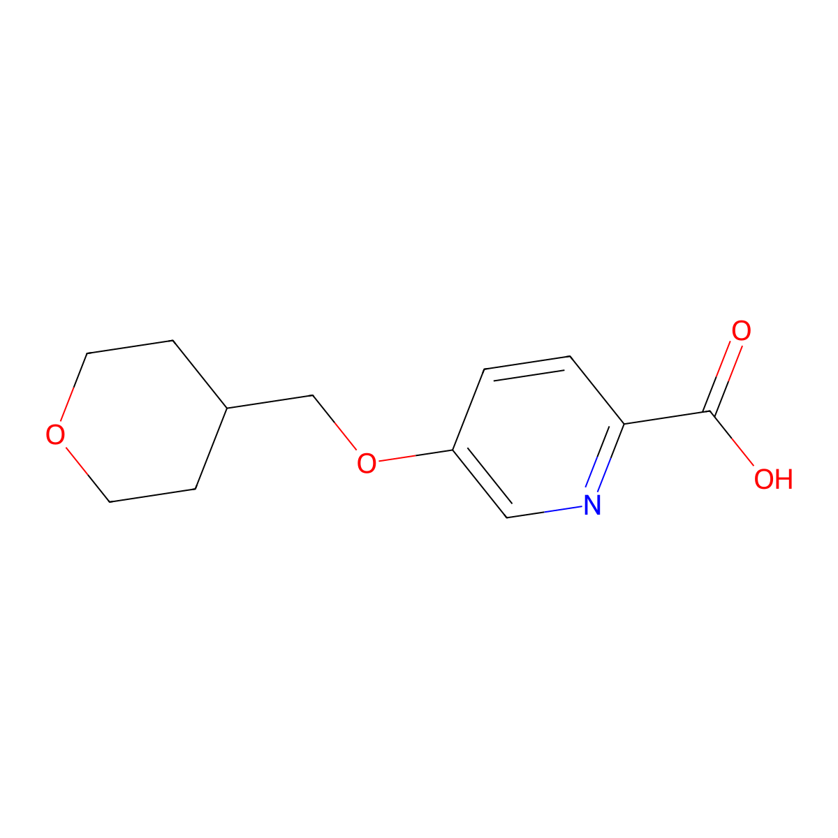 5-(Oxan-4-ylmethoxy)pyridine-2-carboxylic acid molecular structure, CAS 1393330-49-8
