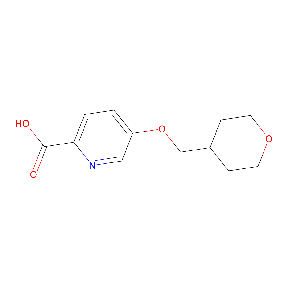 5-(Oxan-4-ylmethoxy)pyridine-2-carboxylic acid molecular structure, CAS 1393330-49-8