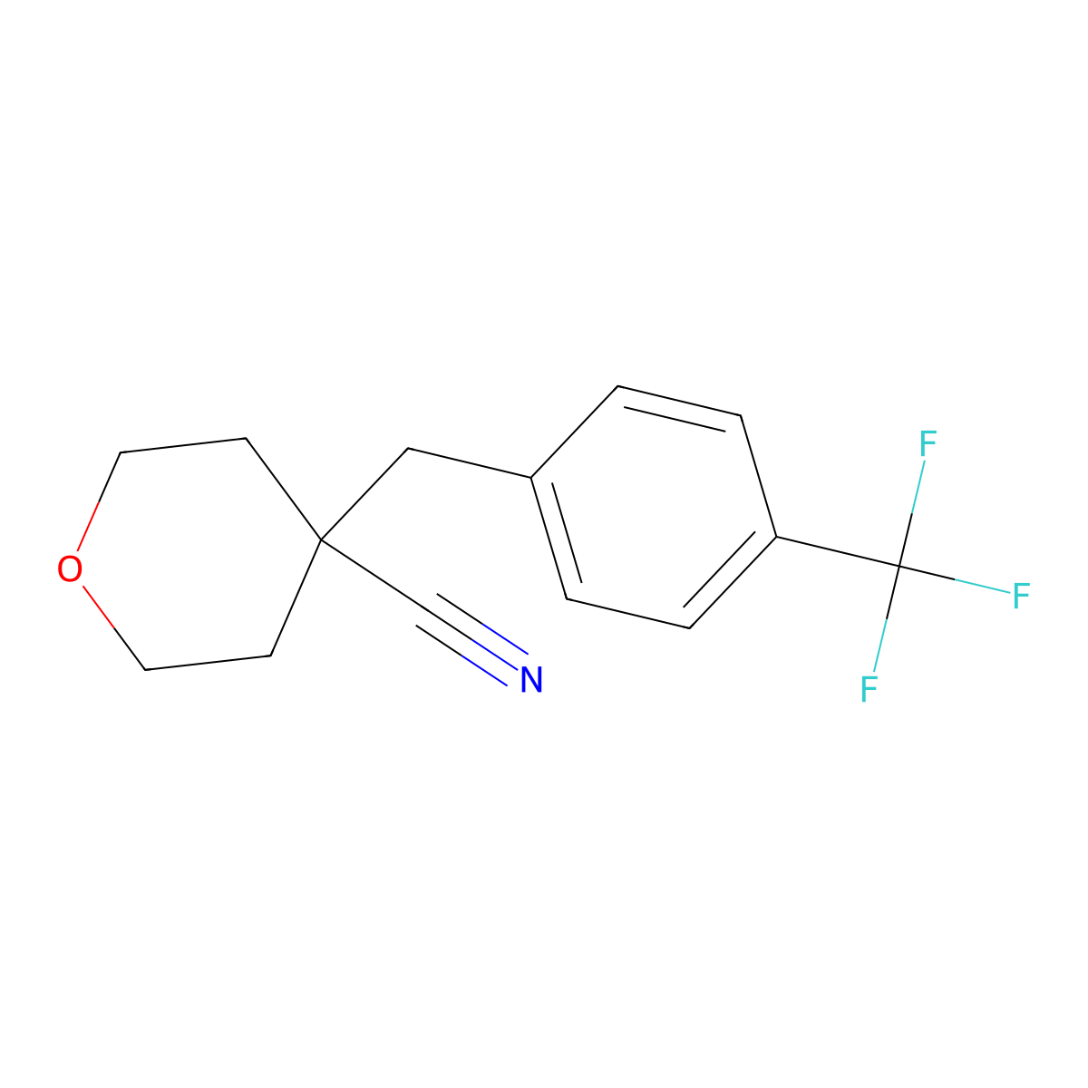 4-{[4-(Trifluoromethyl)phenyl]methyl}oxane-4-carbonitrile molecular structure, CAS 1393330-51-2