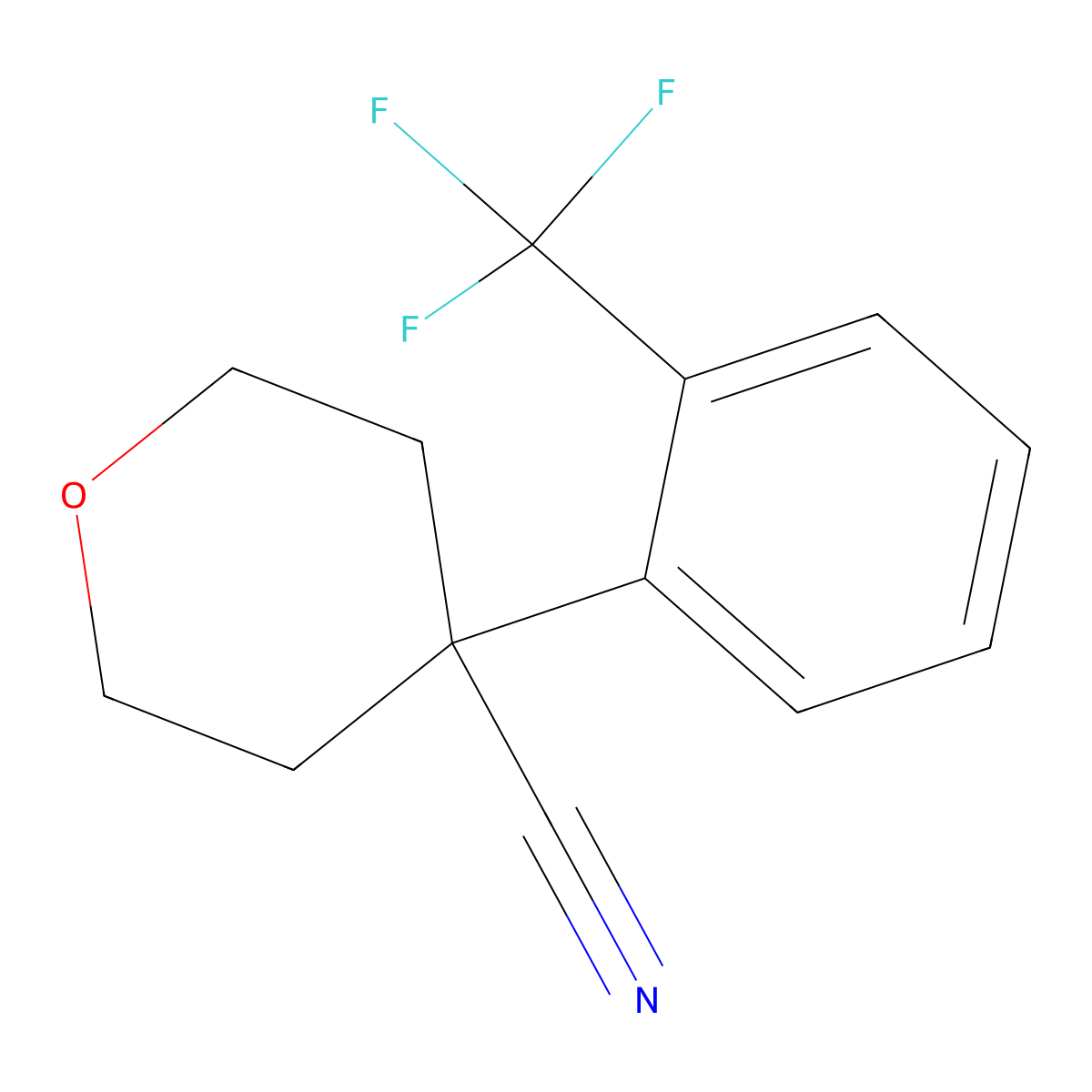 4-[2-(Trifluoromethyl)phenyl]oxane-4-carbonitrile molecular structure, CAS 1393330-54-5