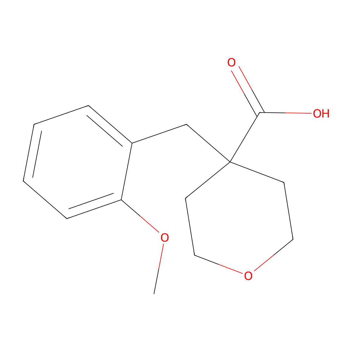4-[(2-Methoxyphenyl)methyl]oxane-4-carboxylic acid molecular structure, CAS 1393330-57-8