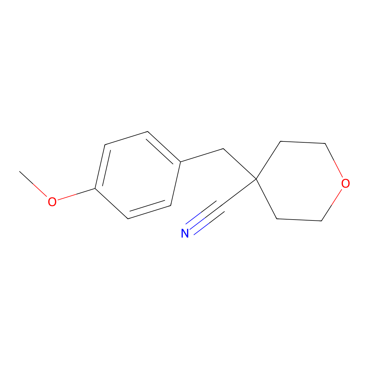 4-[(4-Methoxyphenyl)methyl]oxane-4-carbonitrile molecular structure, CAS 1393330-62-5