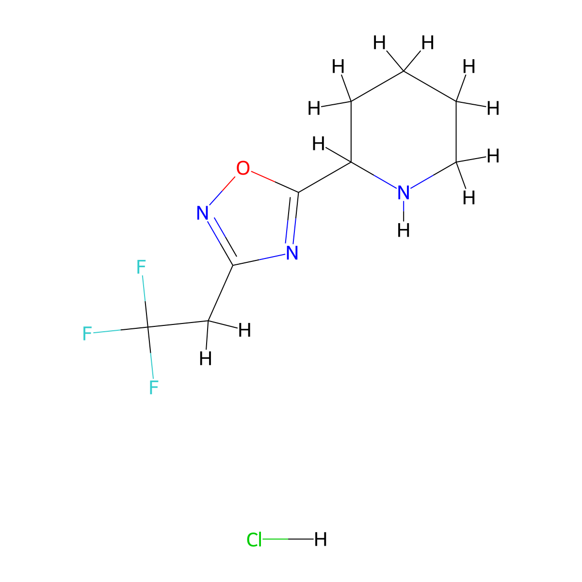 2-[3-(2,2,2-Trifluoroethyl)-1,2,4-oxadiazol-5-yl]piperidine hydrochloride molecular structure, CAS 1393330-65-8