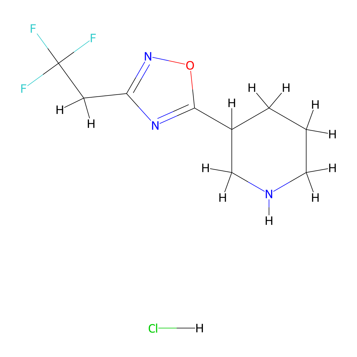 3-[3-(2,2,2-Trifluoroethyl)-1,2,4-oxadiazol-5-yl]piperidine hydrochloride molecular structure, CAS 1393330-68-1