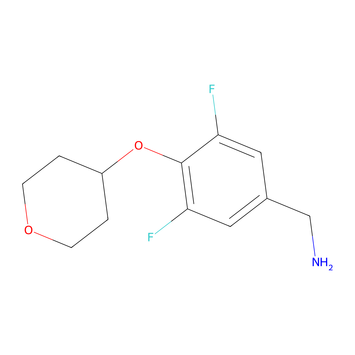 [3,5-Difluoro-4-(oxan-4-yloxy)phenyl]methanamine molecular structure, CAS 1393330-71-6