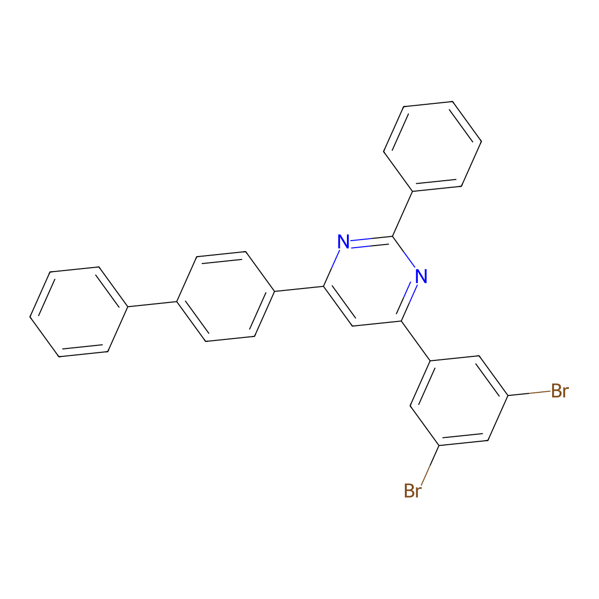 4-([1,1'-Biphenyl]-4-yl)-6-(3,5-dibromophenyl)-2-phenylpyrimidine molecular structure, CAS 1393350-29-2