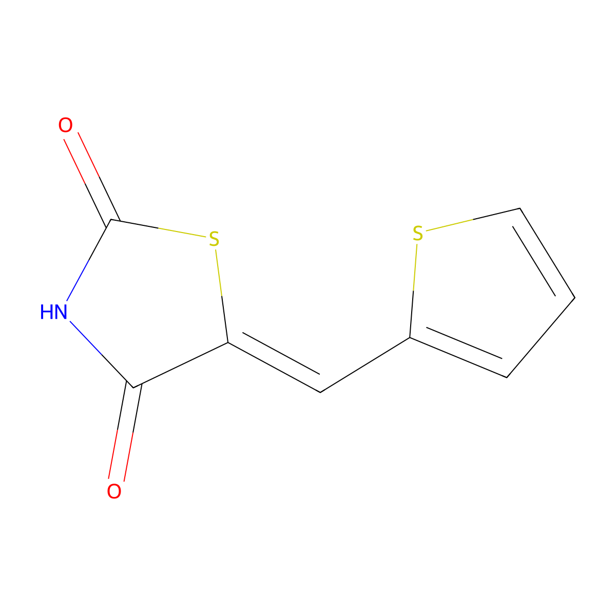 2,4-Thiazolidinedione, 5-(2-thienylmethylene)-, (Z)- molecular structure, CAS 139336-31-5