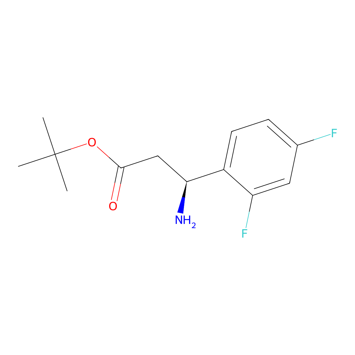 tert-butyl (3S)-3-amino-3-(2,4-difluorophenyl)propanoate molecular structure, CAS 1393363-80-8