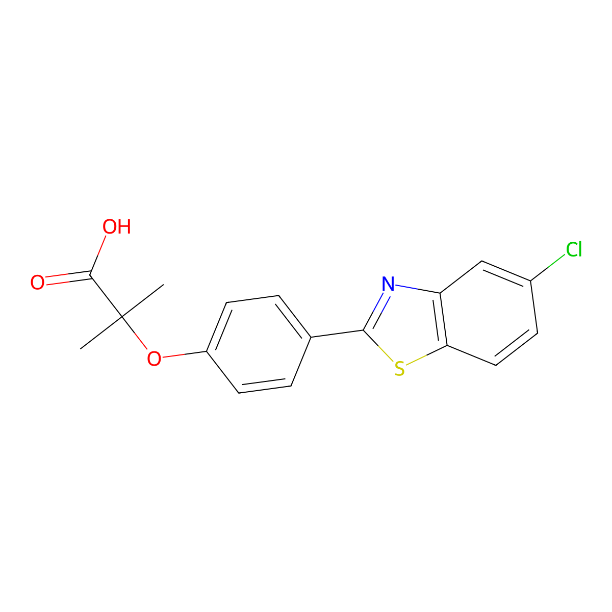2-[4-(5-Chlorobenzo[d]thiazol-2-yl)phenoxy]-2-methylpropanoic acid molecular structure, CAS 1393371-39-5