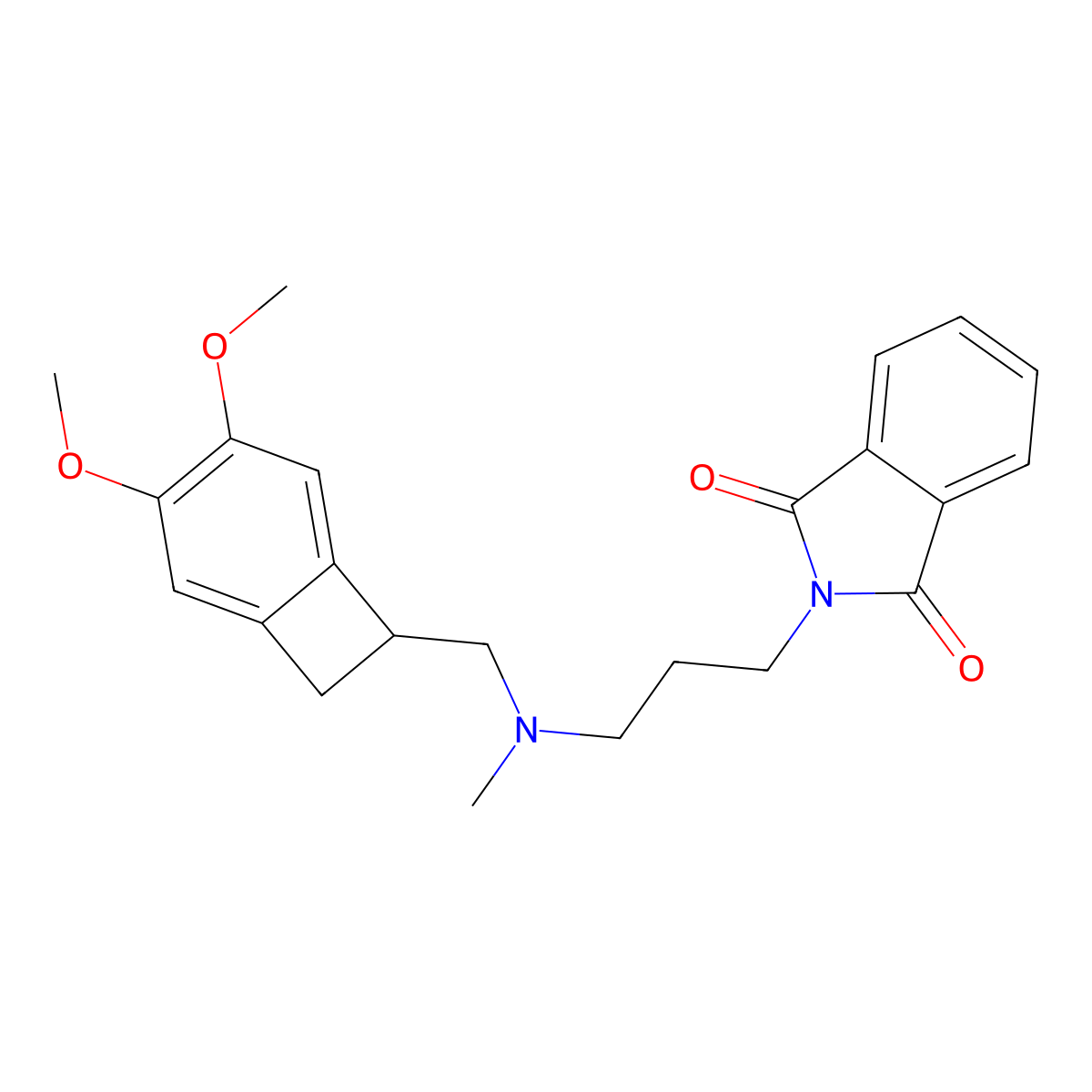 (S)-2-(3-(((3,4-Dimethoxybicyclo[4.2.0]octa-1(6),2,4-trien-7-yl)methyl)(methyl)amino)propyl)isoindoline-1,3-dione molecular structure, CAS 1393427-01-4