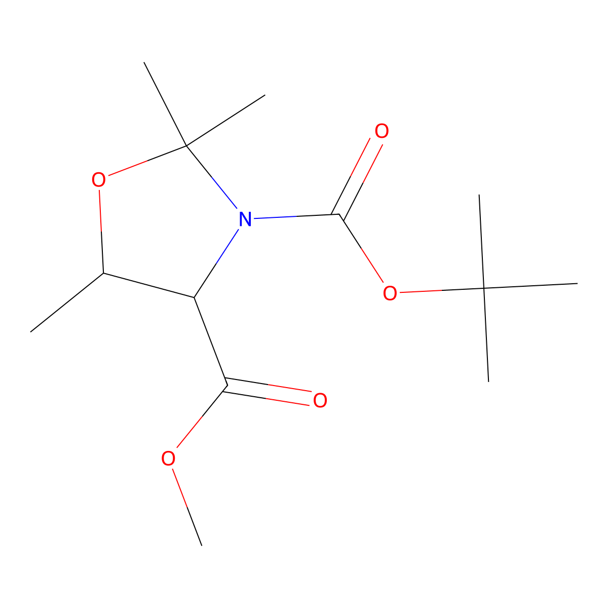 3-tert-Butyl 4-methyl (4R,5R)-2,2,5-trimethyl-1,3-oxazolidine-3,4-dicarboxylate molecular structure, CAS 1393440-06-6