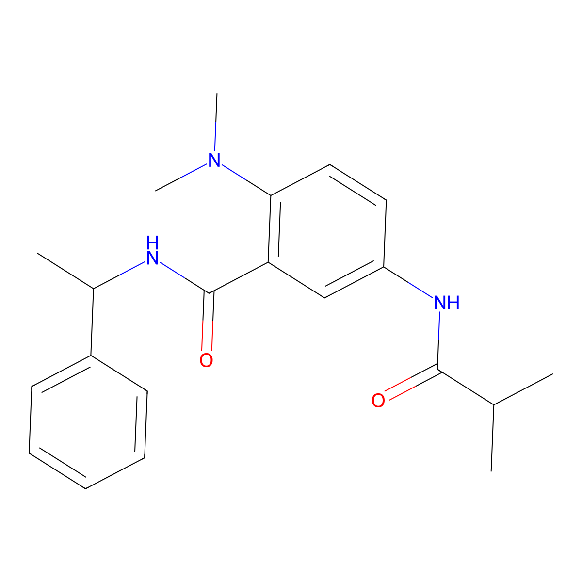 2-(dimethylamino)-5-(2-methylpropanoylamino)-N-[(1R)-1-phenylethyl]benzamide molecular structure, CAS 1393441-53-6