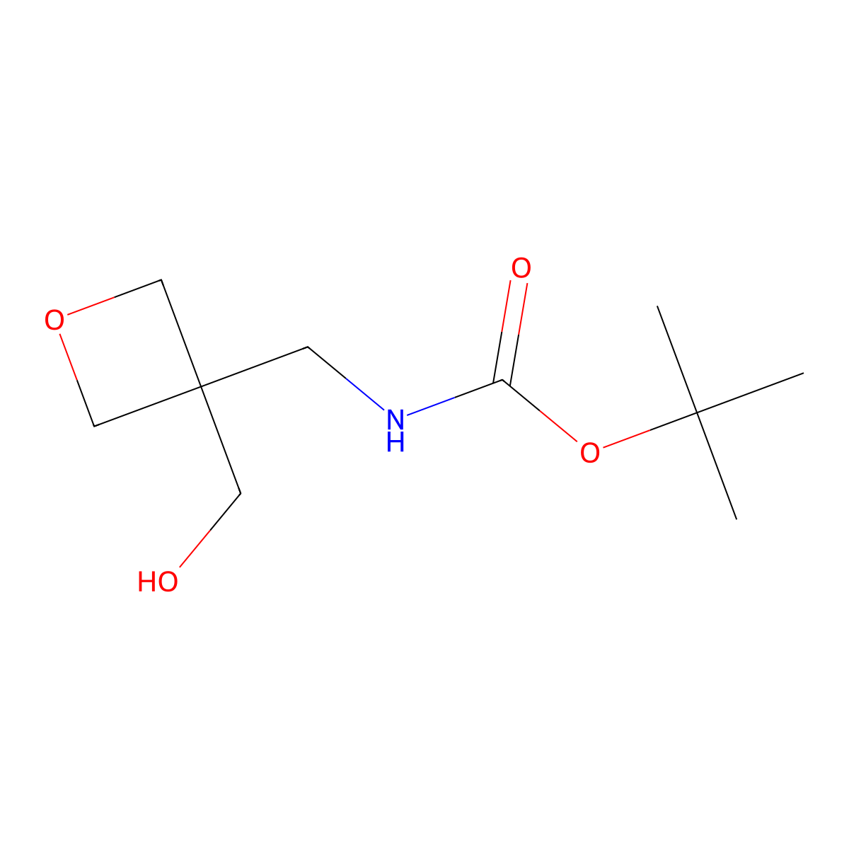 Carbamic acid, N-((3-(hydroxymethyl)-3-oxetanyl)methyl)-, 1,1-dimethylethyl ester molecular structure, CAS 1393441-68-3