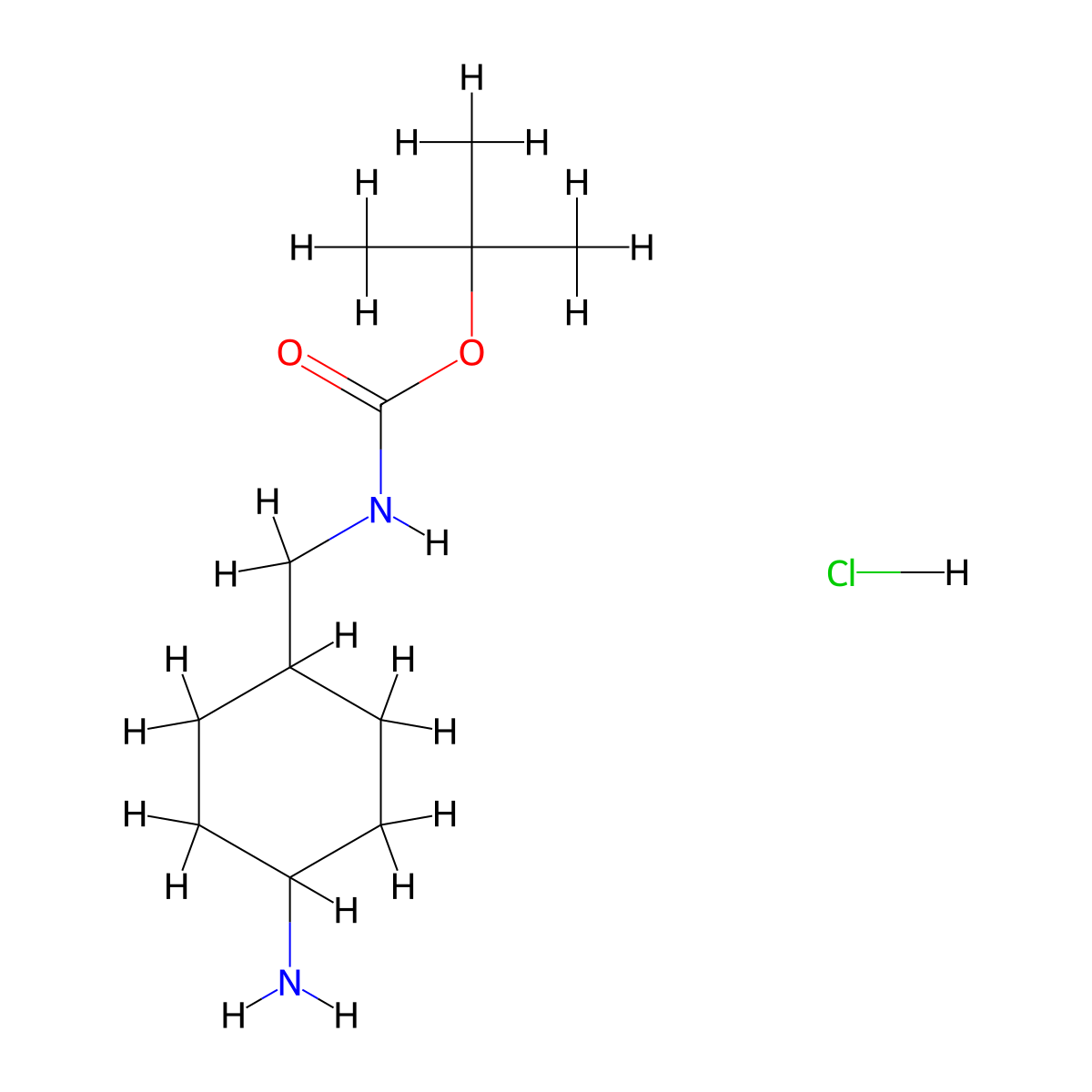 tert-Butyl ((4-aminocyclohexyl)methyl)carbamate--hydrogen chloride (1/1) molecular structure, CAS 1393441-75-2