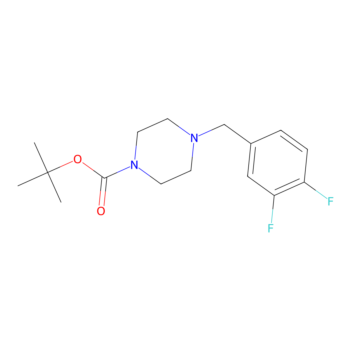 Tert-butyl 4-[(3,4-difluorophenyl)methyl]piperazine-1-carboxylate molecular structure, CAS 1393441-76-3