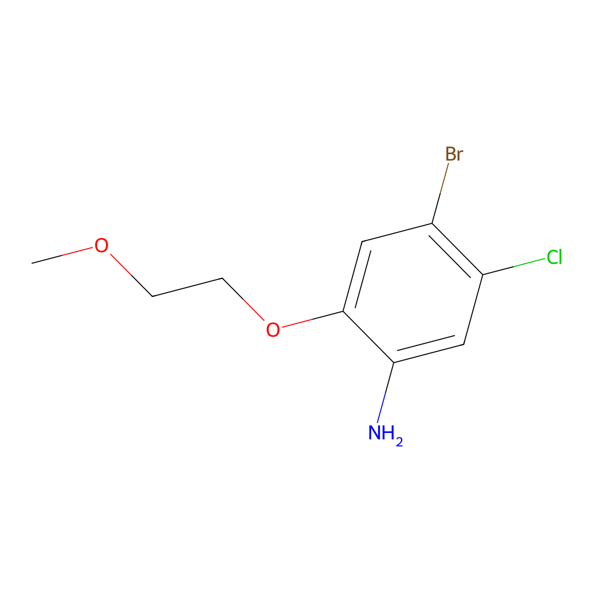 4-Bromo-5-chloro-2-(2-methoxyethoxy)aniline molecular structure, CAS 1393441-77-4