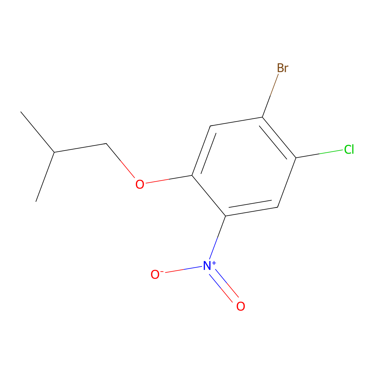 1-Bromo-2-chloro-5-isobutyl-4-nitrobenzene molecular structure, CAS 1393441-78-5