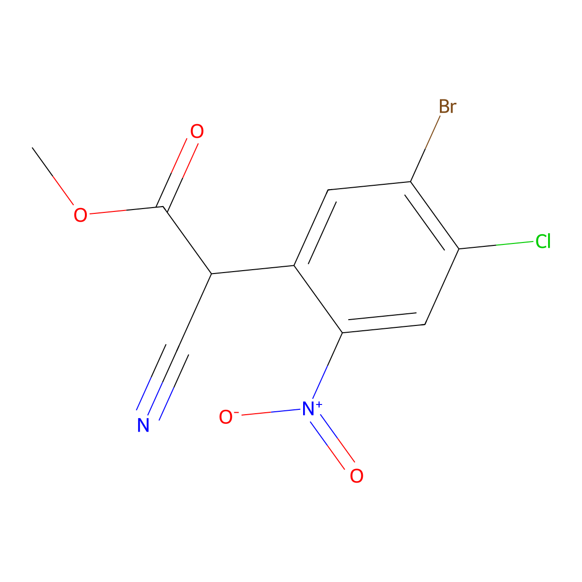 Methyl 2-(5-bromo-4-chloro-2-nitrophenyl)-2-cyanoacetate molecular structure, CAS 1393441-88-7