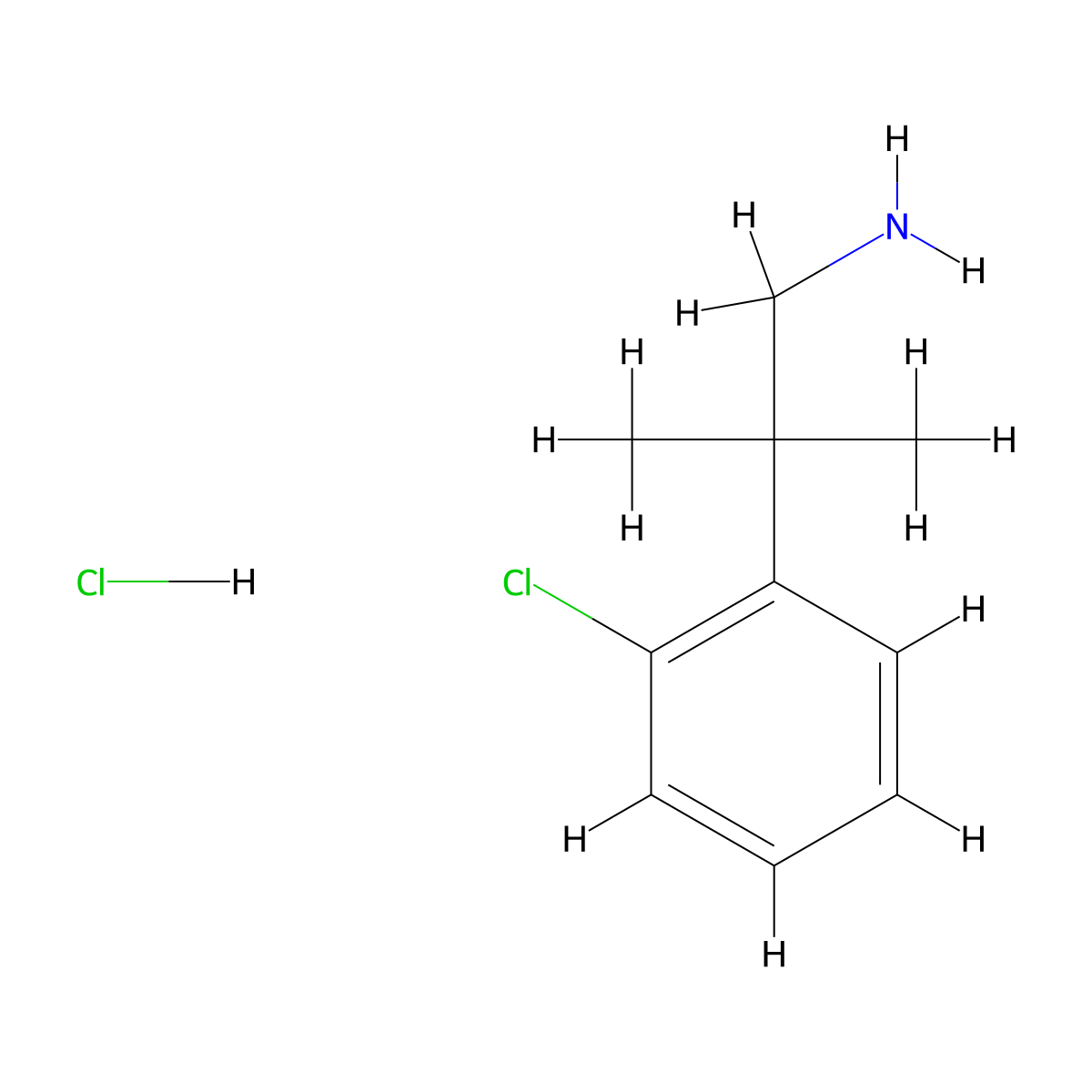 2-(2-Chlorophenyl)-2-methylpropan-1-amine, HCl molecular structure, CAS 1393441-95-6