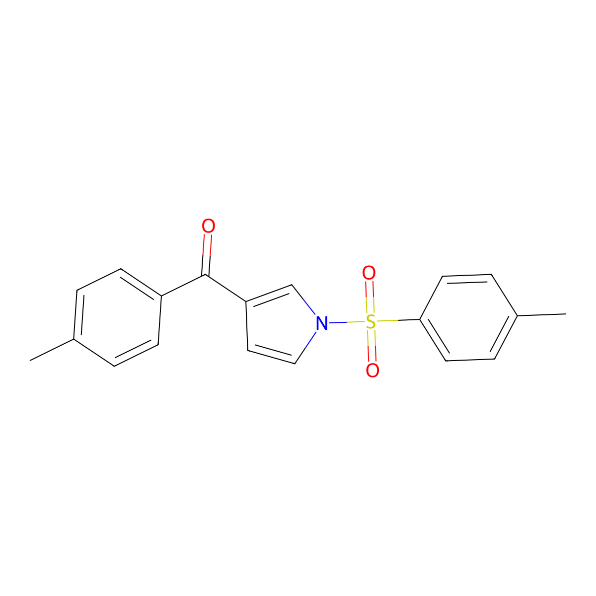 Methanone, (4-methylphenyl)(1-((4-methylphenyl)sulfonyl)-1H-pyrrol-3-yl)- molecular structure, CAS 1393442-27-7