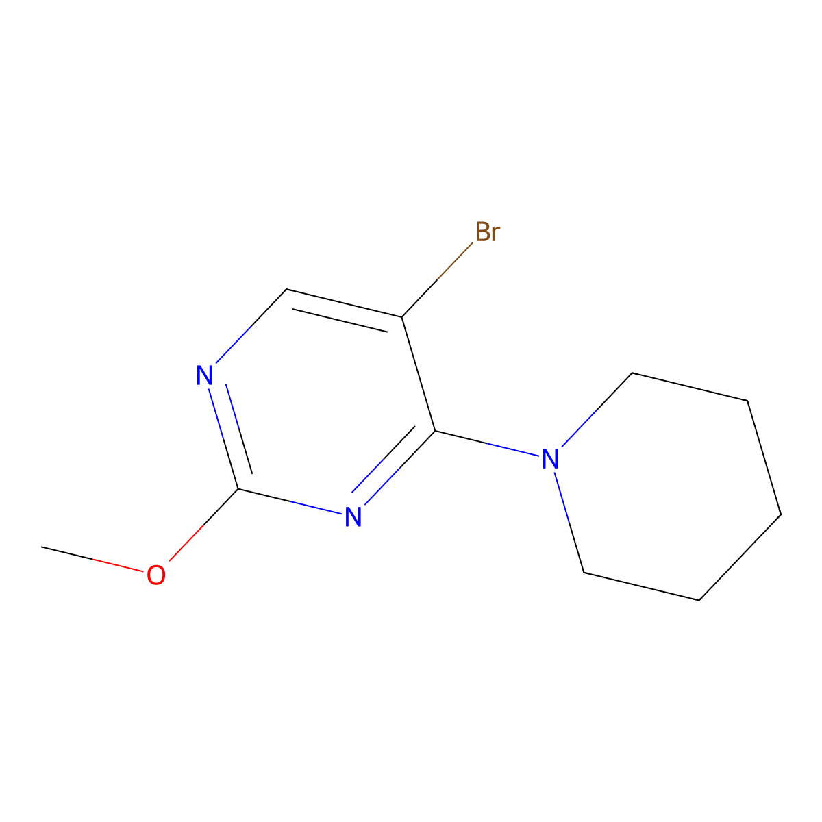 5-Bromo-2-methoxy-4-piperidinopyrimidine molecular structure, CAS 1393442-31-3