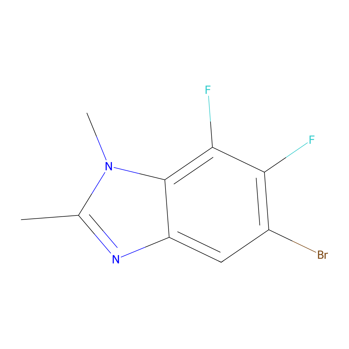 5-Bromo-6,7-difluoro-1,2-dimethyl-1,3-benzodiazole molecular structure, CAS 1393442-43-7