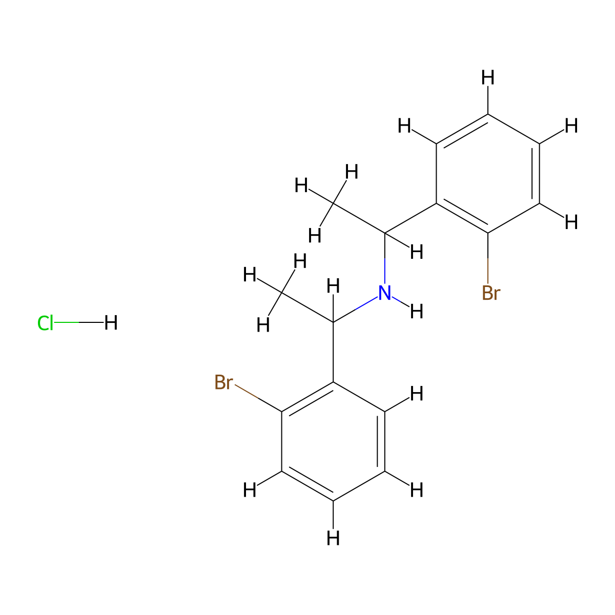 Bis(1-(2-bromophenyl)ethyl)amine, HCl molecular structure, CAS 1393442-47-1