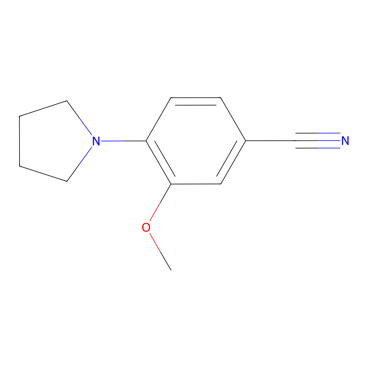 3-Methoxy-4-(pyrrolidin-1-YL)benzonitrile molecular structure, CAS 1393442-48-2