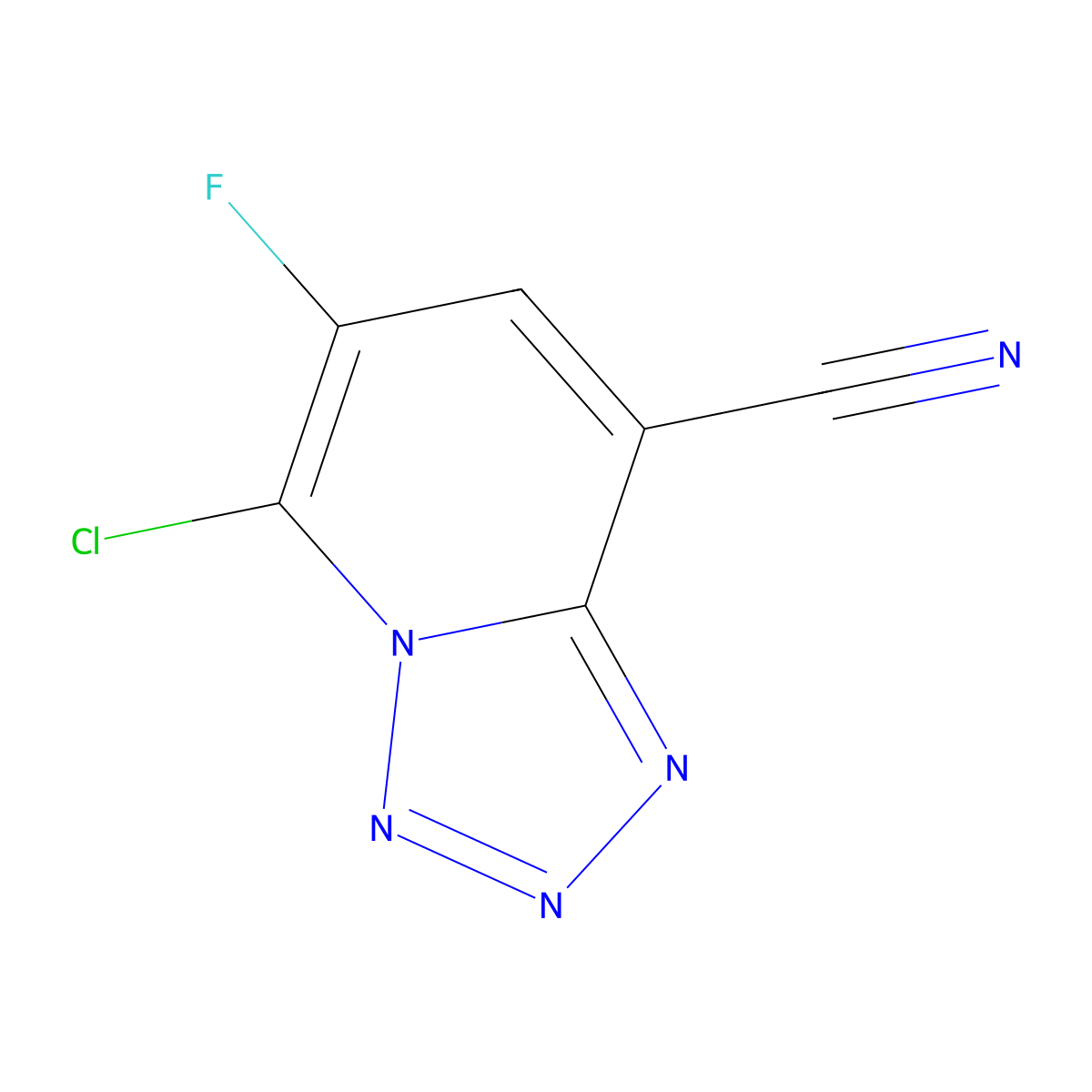 5-Chloro-6-fluoro-[1,2,3,4]tetrazolo[1,5-a]pyridine-8-carbonitrile molecular structure, CAS 1393442-50-6