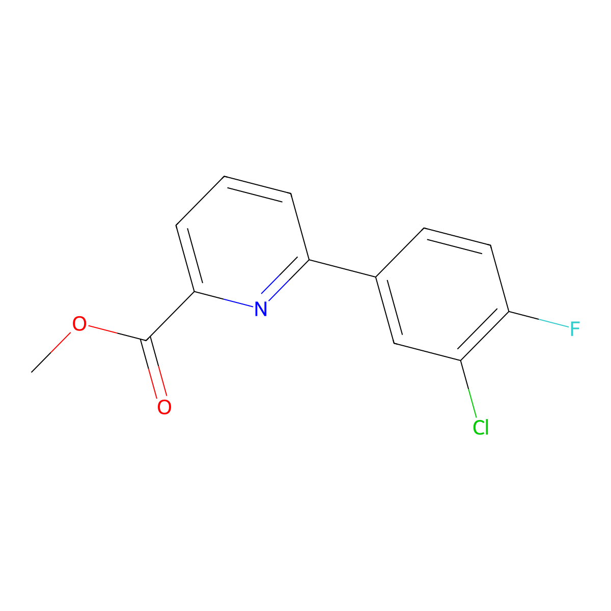Methyl 6-(3-chloro-4-fluorophenyl)pyridine-2-carboxylate molecular structure, CAS 1393442-53-9