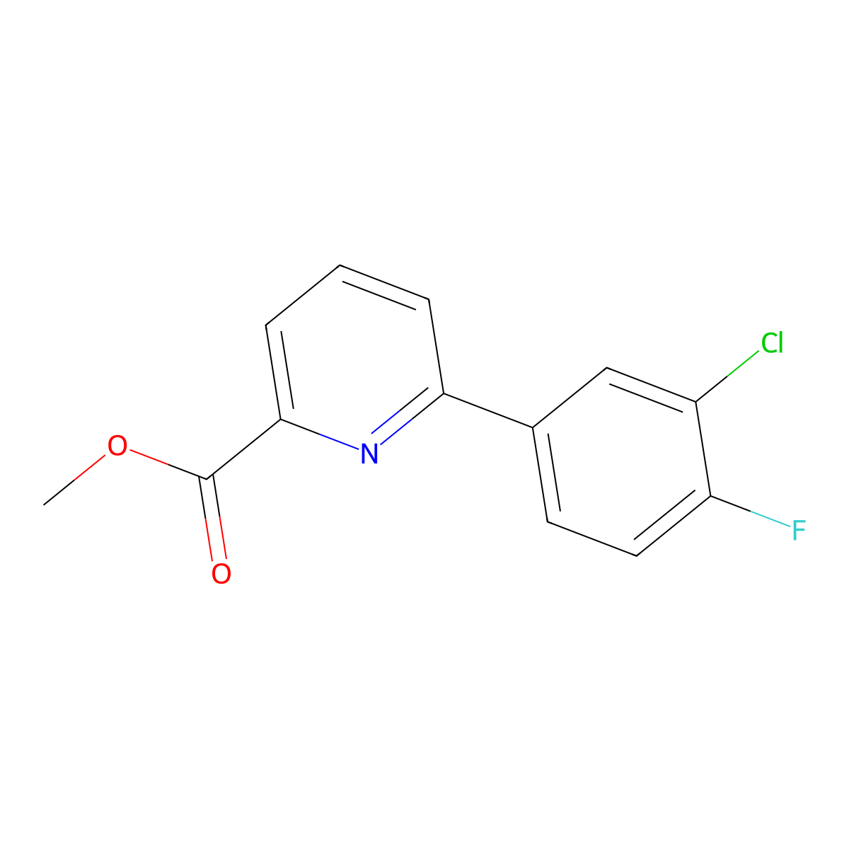 Methyl 6-(3-chloro-4-fluorophenyl)pyridine-2-carboxylate molecular structure, CAS 1393442-53-9