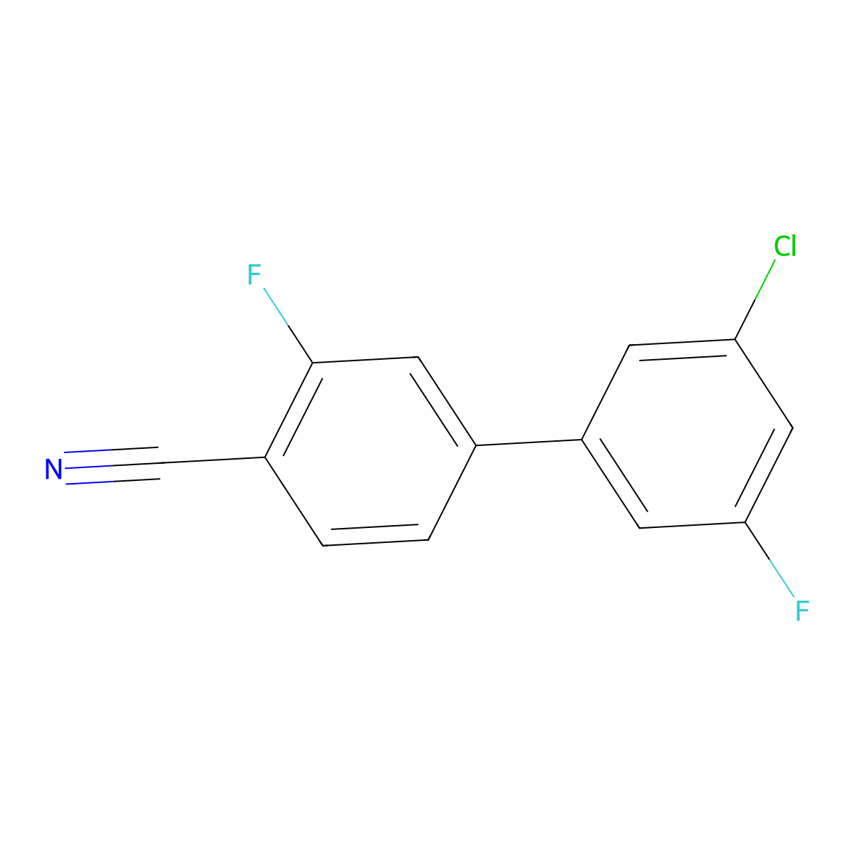 4-(3-Chloro-5-fluorophenyl)-2-fluorobenzonitrile molecular structure, CAS 1393442-55-1