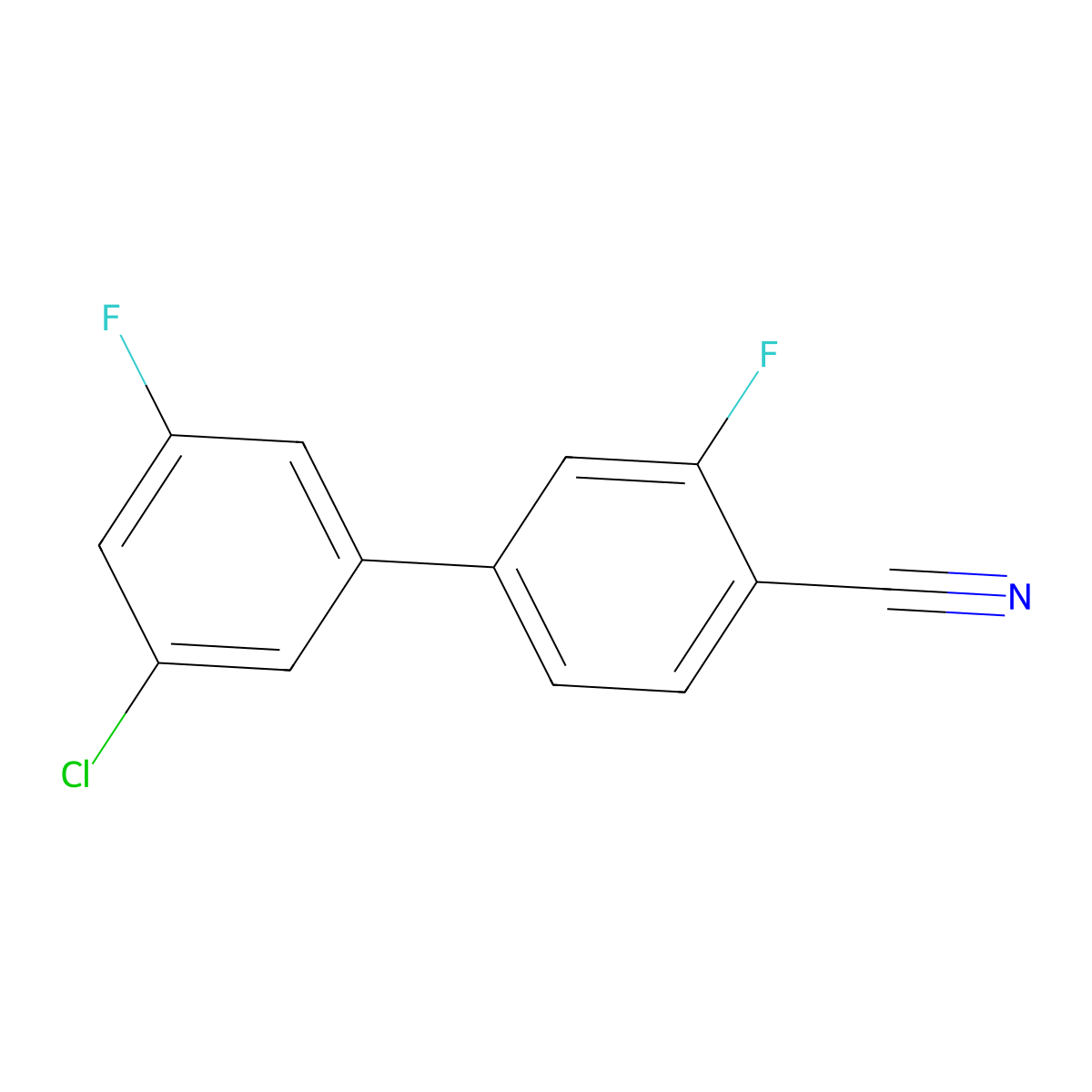 4-(3-Chloro-5-fluorophenyl)-2-fluorobenzonitrile molecular structure, CAS 1393442-55-1