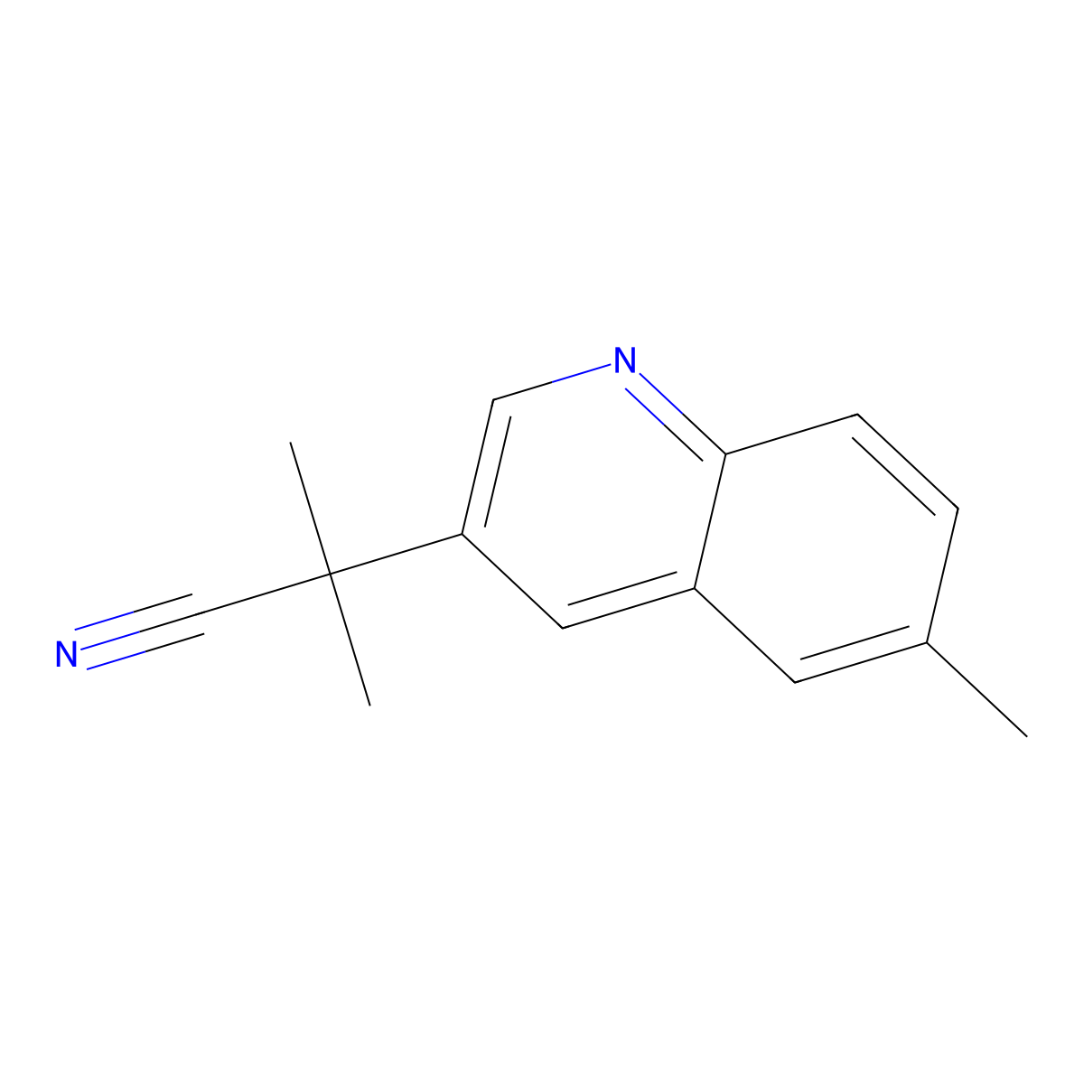 2-Methyl-2-(6-methylquinolin-3-yl)propanenitrile molecular structure, CAS 1393442-59-5
