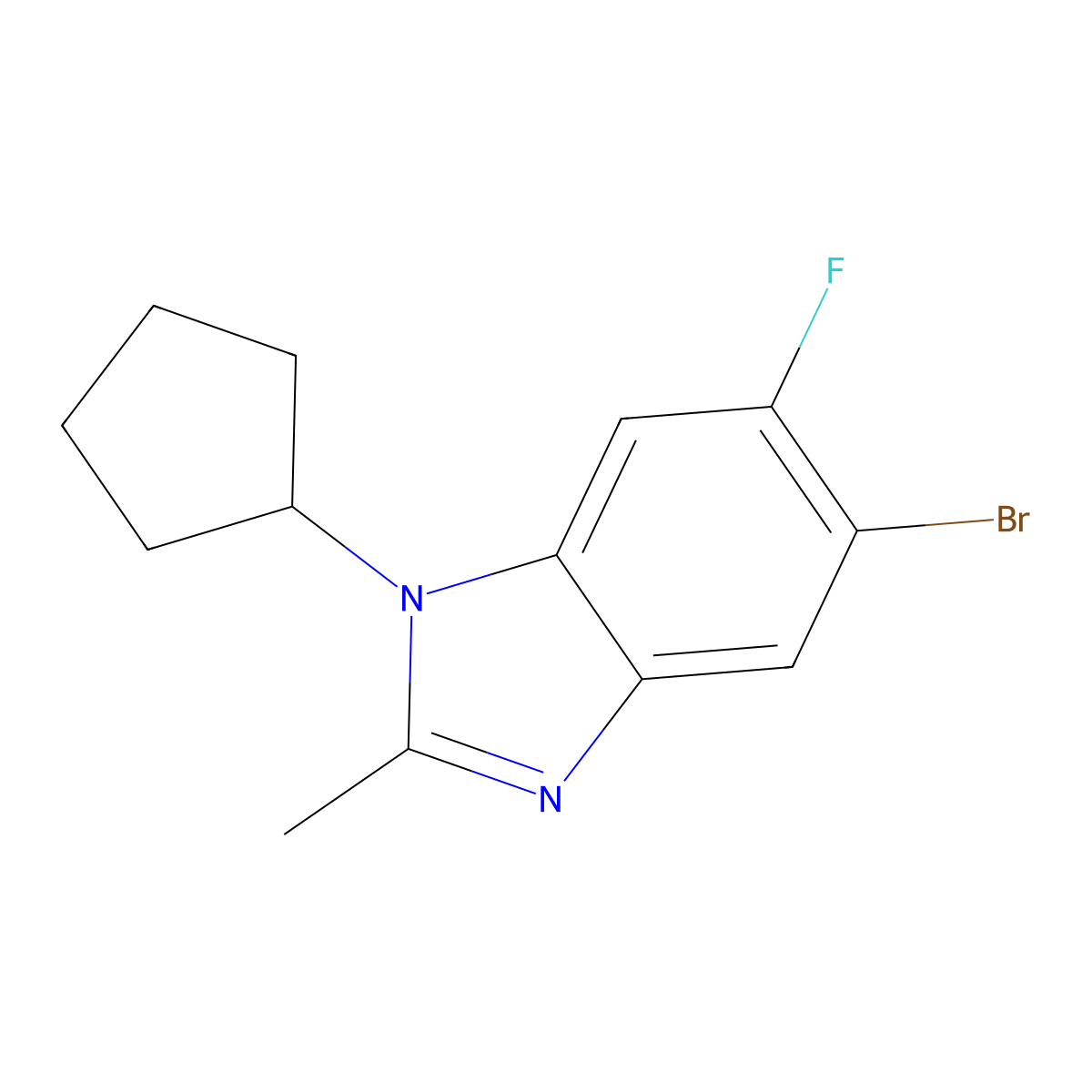 5-Bromo-1-cyclopentyl-6-fluoro-2-methylbenzimidazole molecular structure, CAS 1393442-64-2