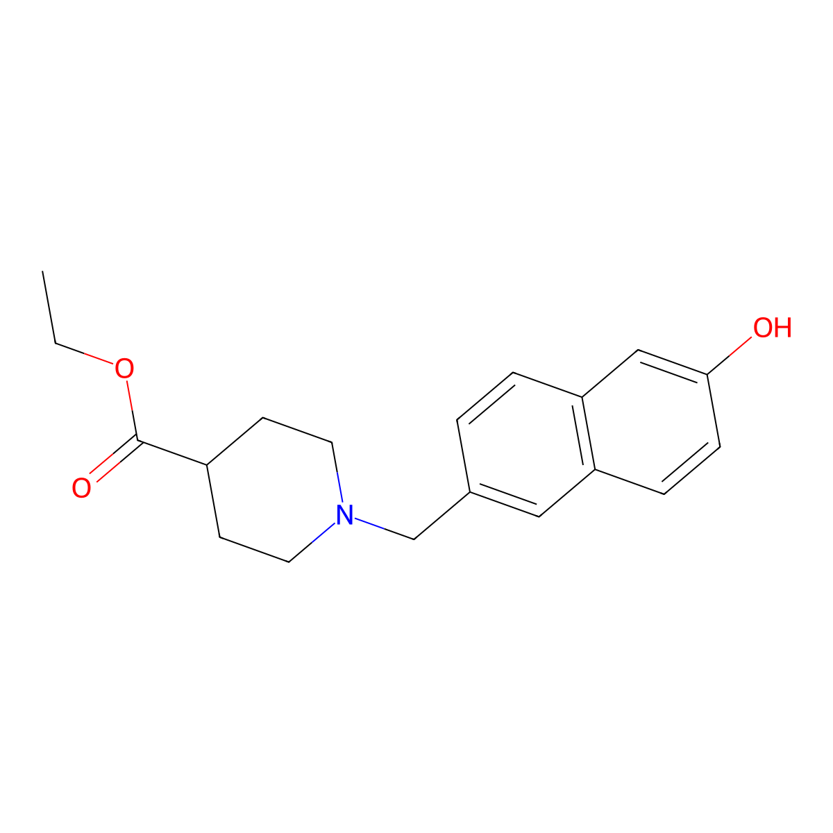 Ethyl 1-((6-hydroxynaphthalen-2-yl)methyl)piperidine-4-carboxylate molecular structure, CAS 1393448-85-5