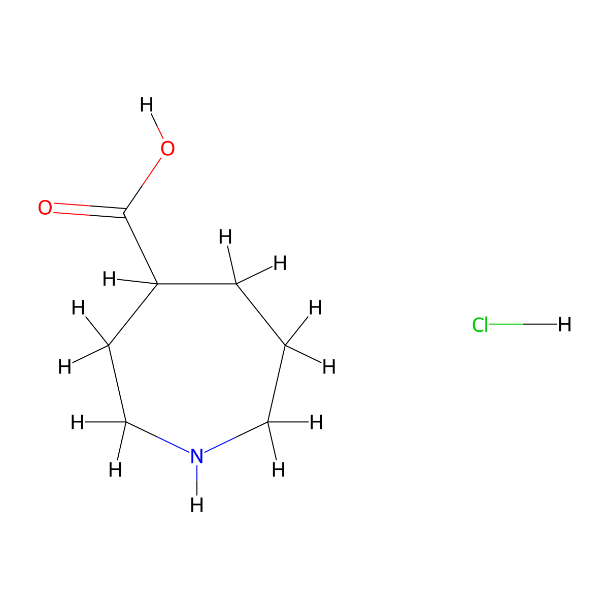 Azepane-4-carboxylic acid hydrochloride molecular structure, CAS 1393449-23-4
