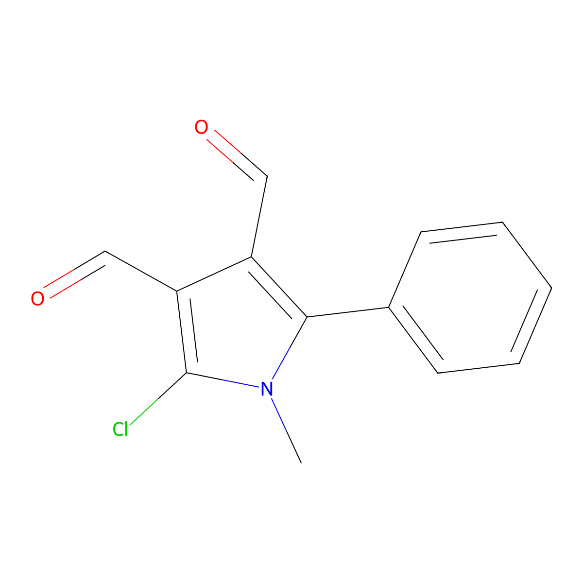 2-chloro-1-methyl-5-phenyl-1H-pyrrole-3,4-dicarbaldehyde molecular structure, CAS 139347-71-0
