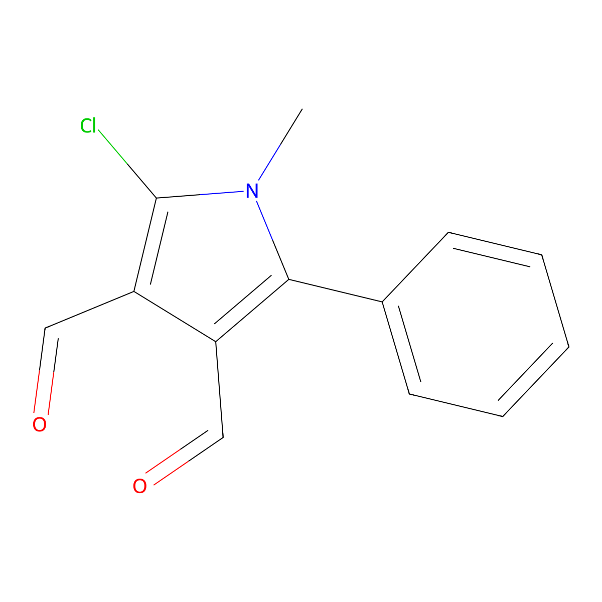 2-chloro-1-methyl-5-phenyl-1H-pyrrole-3,4-dicarbaldehyde molecular structure, CAS 139347-71-0