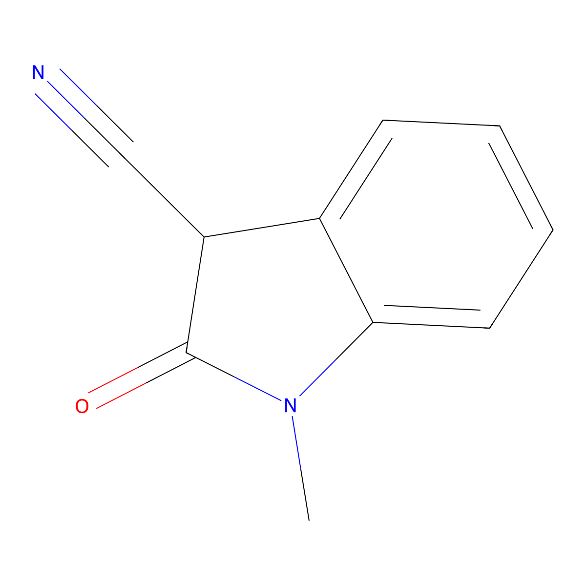 1-Methyl-2-oxoindoline-3-carbonitrile molecular structure, CAS 139347-75-4