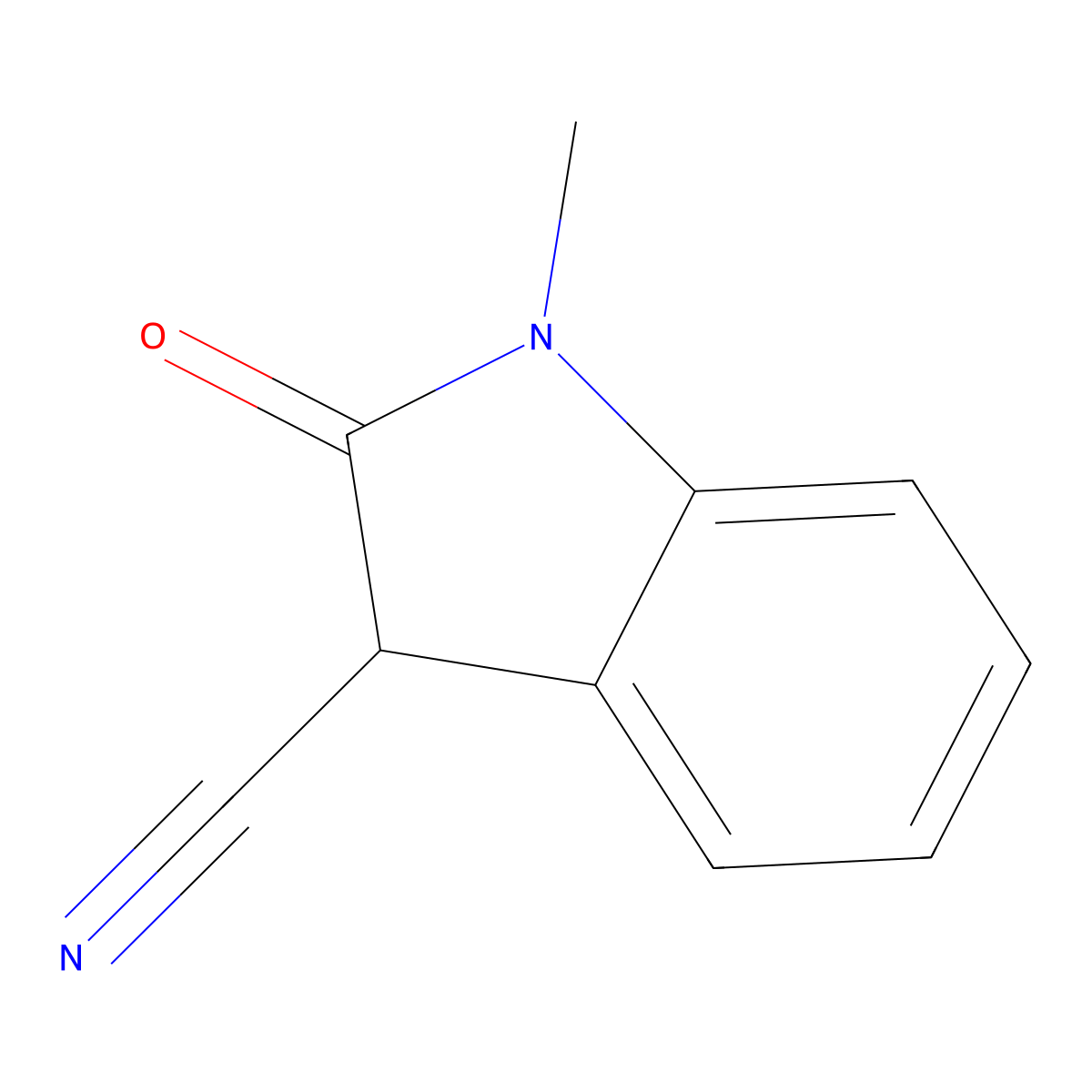 1-Methyl-2-oxoindoline-3-carbonitrile molecular structure, CAS 139347-75-4