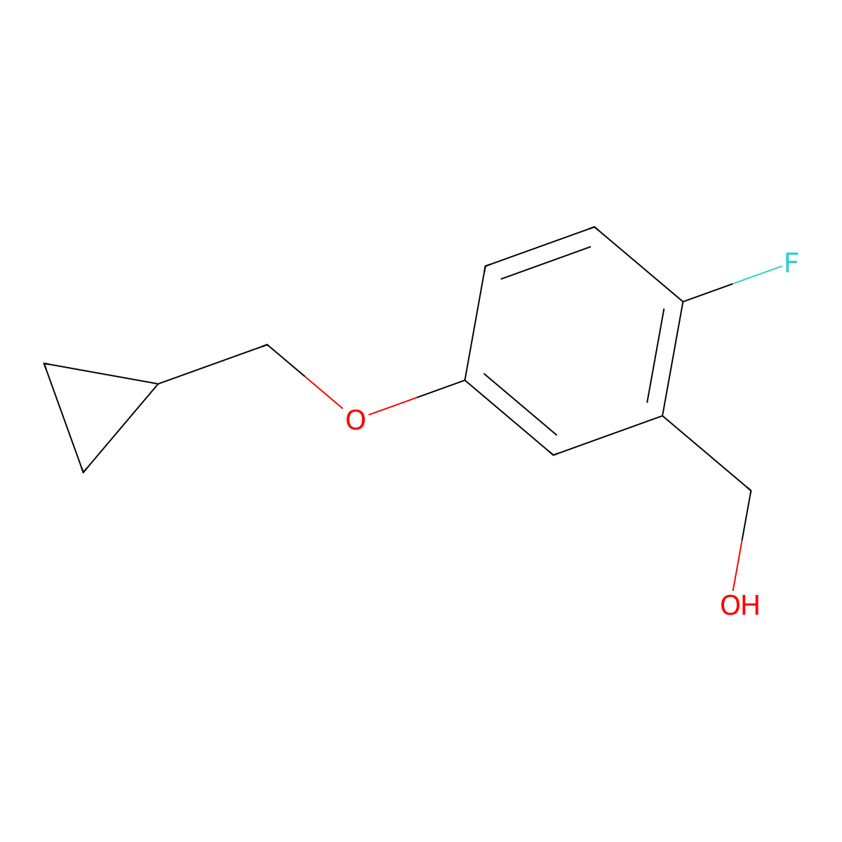 Benzenemethanol, 5-(cyclopropylmethoxy)-2-fluoro- molecular structure, CAS 1393470-21-7