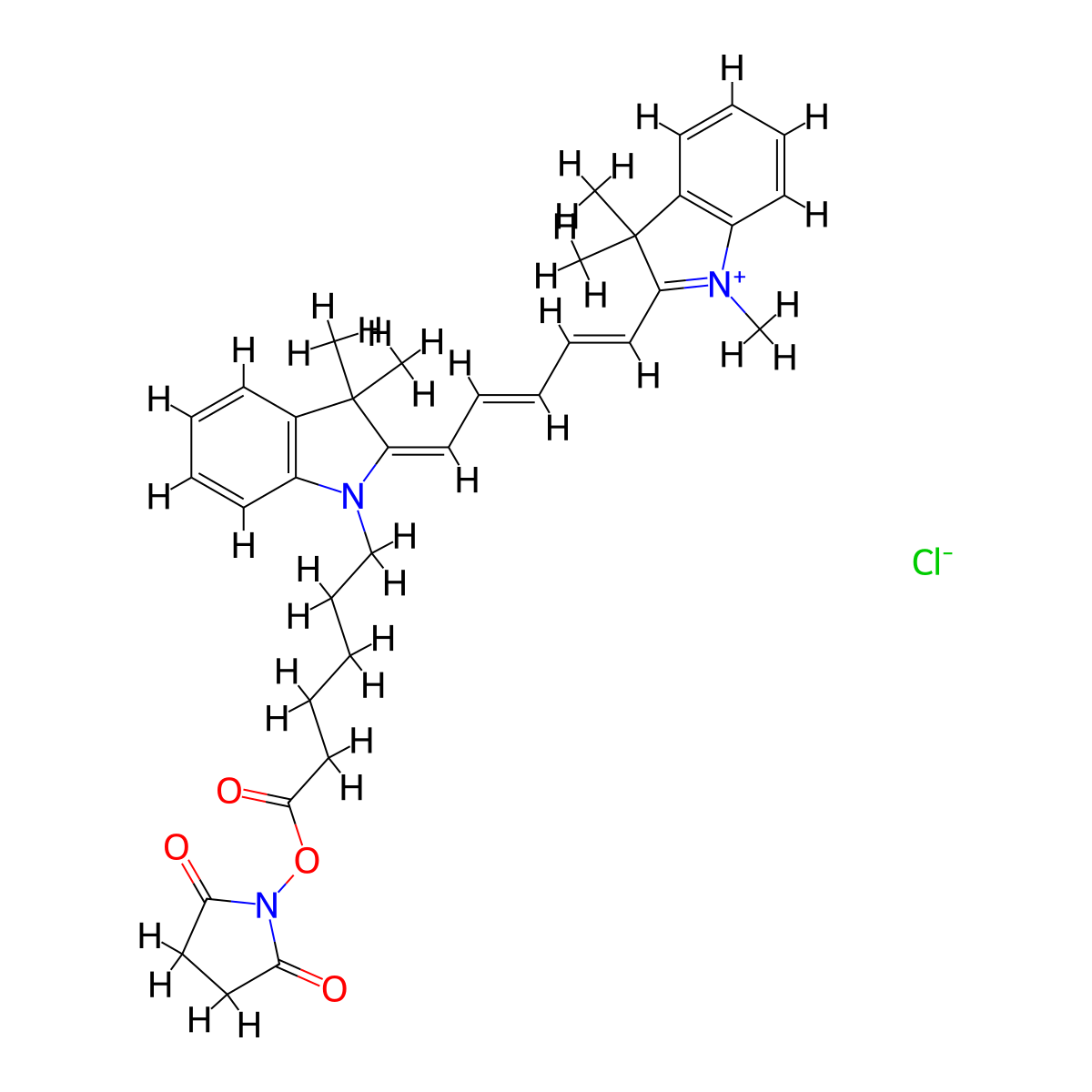 Cyanine5 NHS ester (chloride) molecular structure, CAS 1393470-85-3