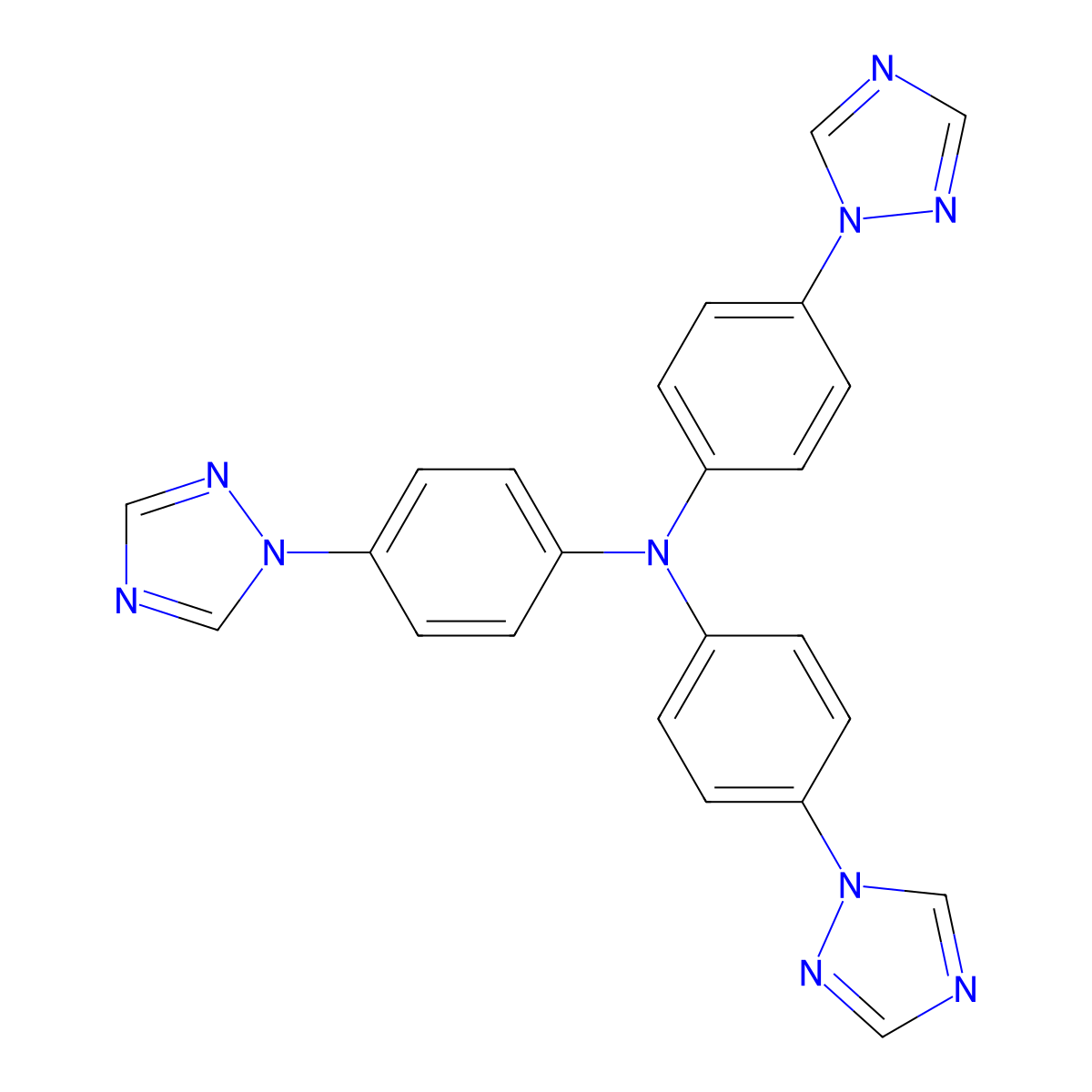 Tris(4-(1H-1,2,4-triazol-1-yl)phenyl)amine molecular structure, CAS 1393473-88-5